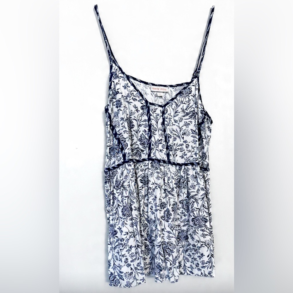 Floral Blue and White Babydoll Top